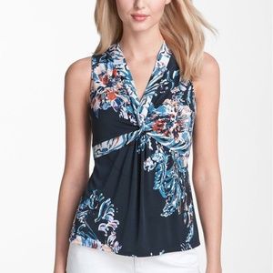 Tahari 'Scarlet' Sleeveless Blouse Spring Navy SP